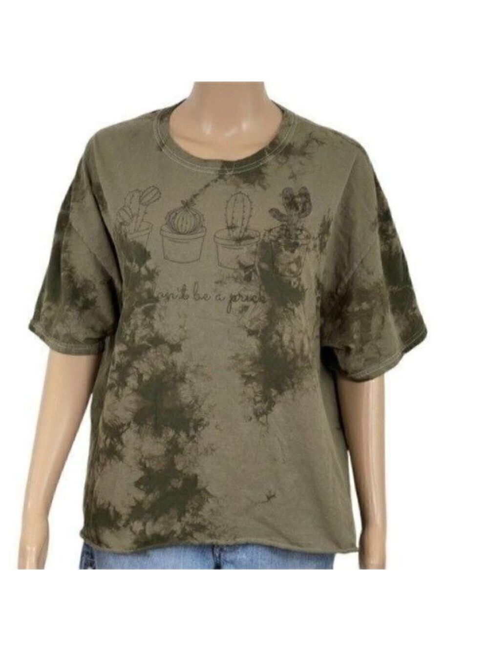 DON’T Be A Prick Tie-dye Cactus Raw Hem Cropped Shirt Fifth Sun Size XL